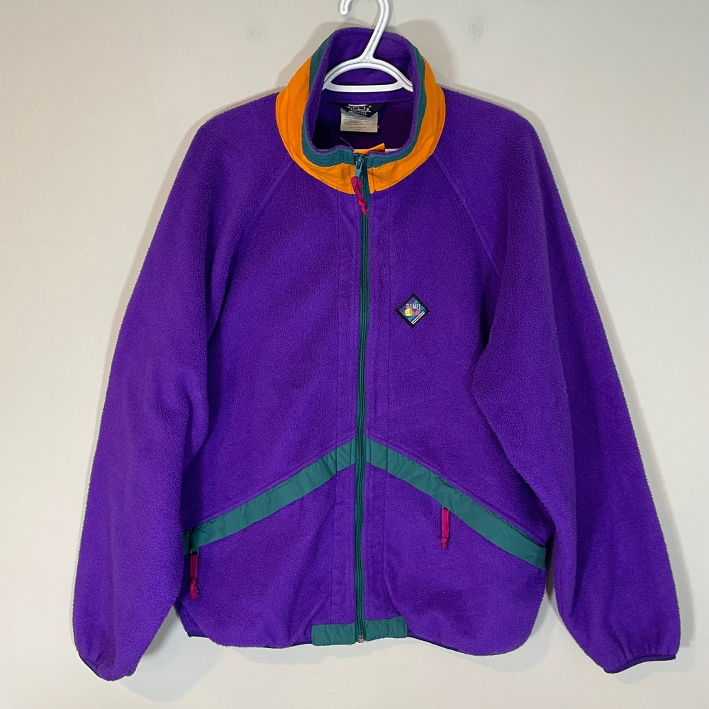 Vintage Woolrich Summit Gear Fleece Jacket Mens Large Purple Teal 90s USA Rad